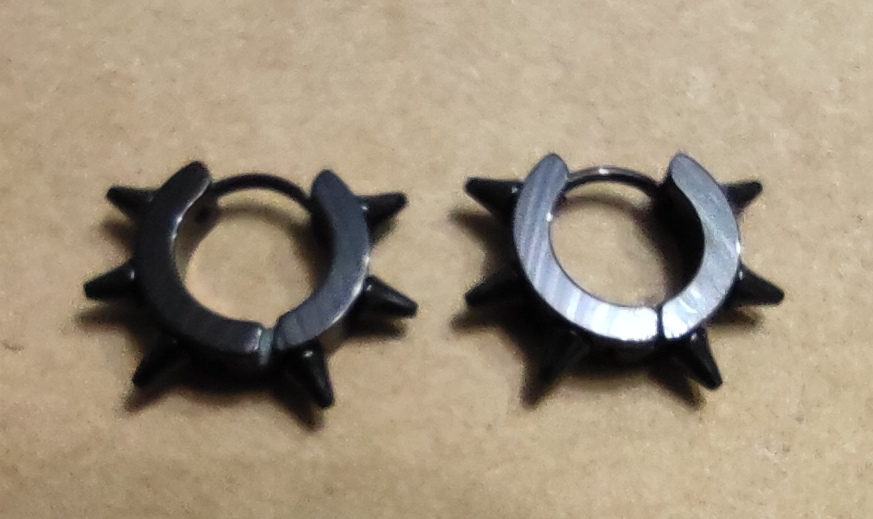 Cercei negri de inox 6 spikes (JHN)