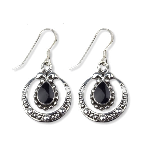 O1197 Cercei de argint cu onix - Onyx Ornament