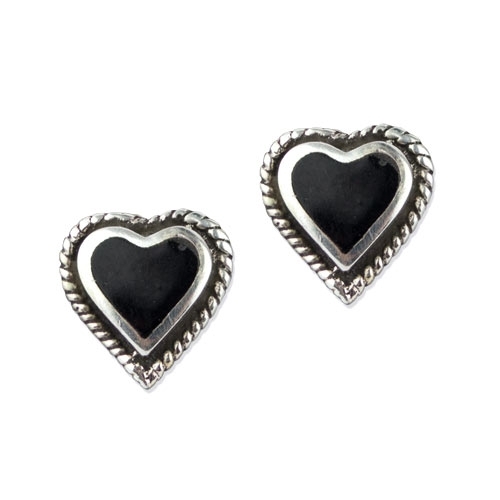 O1200 Cercei LuxXL de argint cu onix - Black Hearts