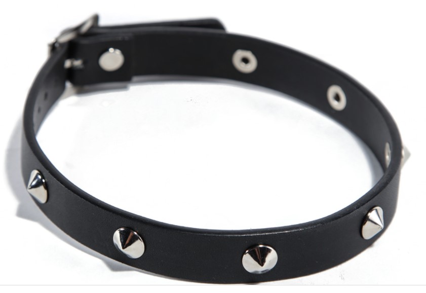 Chocker (zgarda) de piele neagra conuri rare NB02x
