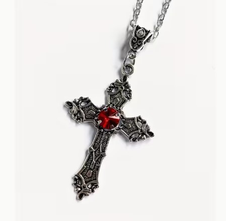 Cruce gotica cu piatra rosie (JBG)