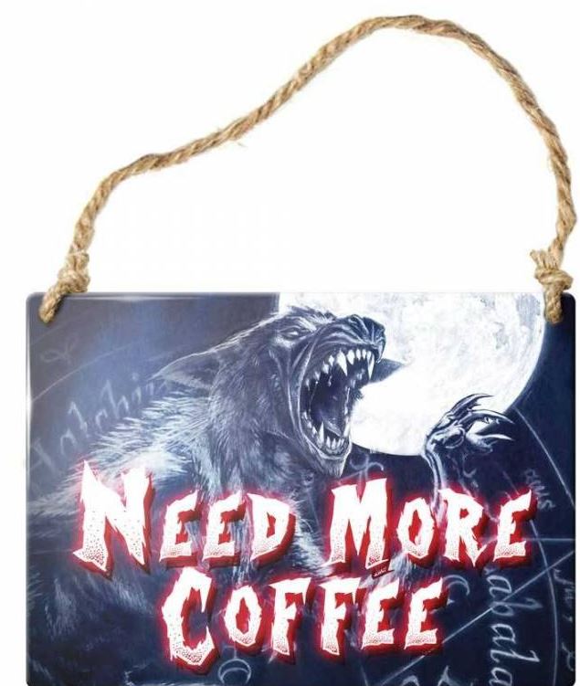 Placuta metalica decorativa pt. perete (6.5x9cm) ALHS17 Need more coffee
