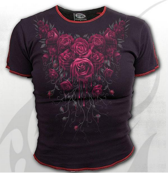 Girlie K018F702 - Blood Rose (Cap sleeve top black)