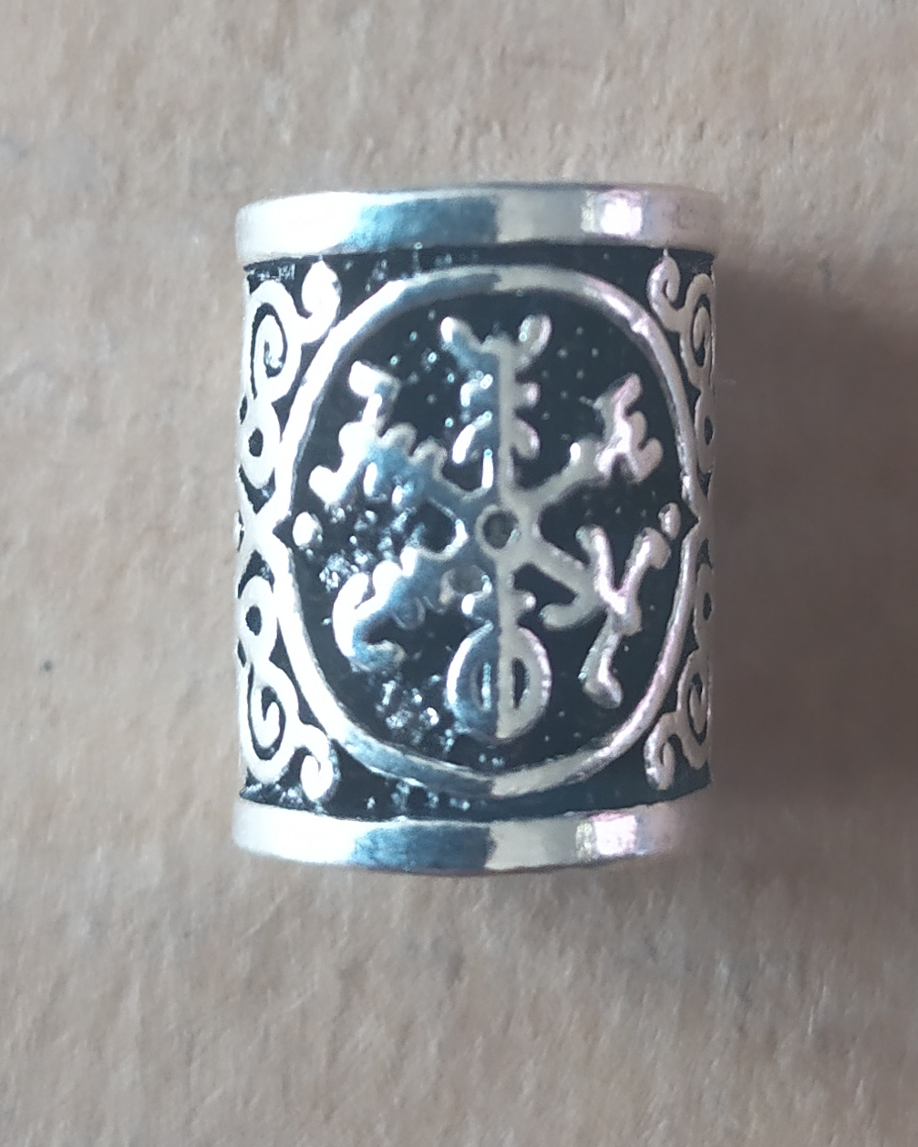 Inel argintiu pentru barba sau par Viking model 13