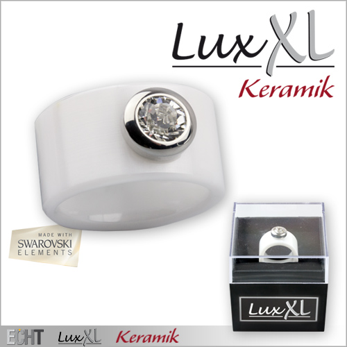 CR200WM Inel ceramic alb cu cristal Swarovski