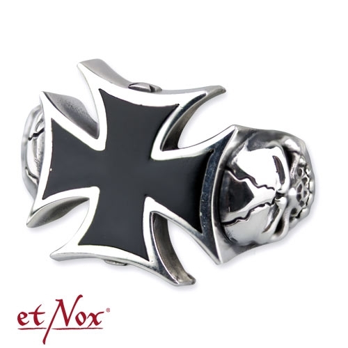 R8018 Inel de argint - Black Iron Cross