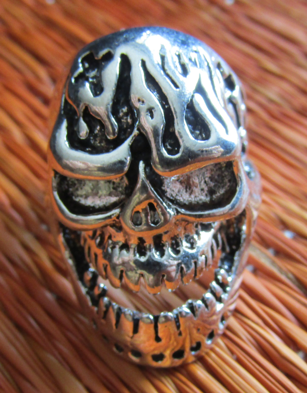 Inel Biker Ring Flaming Skull