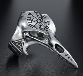 Inel reglabil din aliaj Crow Skull (JBG)