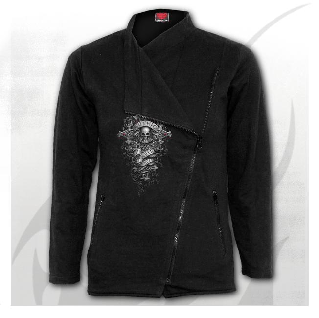 Jacheta biker dama (fleece) D055G404 IN GOTH WE TRUST