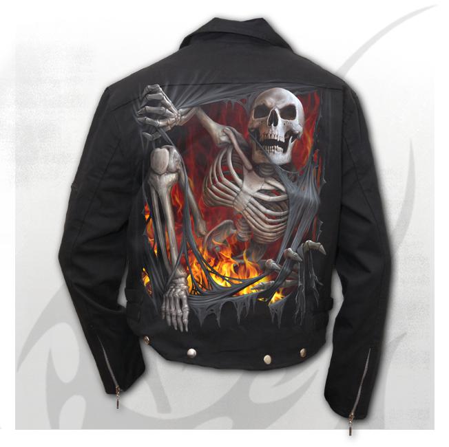 Jacheta biker T110M651 DEATH RE-RIPPED - Lined Biker Jacket Black