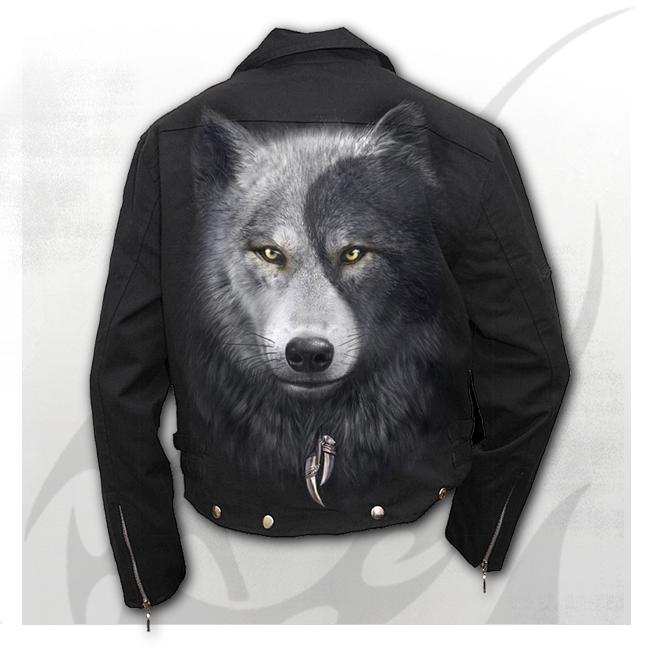 Jacheta biker T118M651 WOLF CHI - Lined Biker Jacket Black