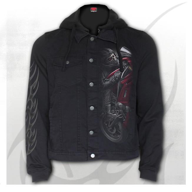 Jacheta fleece cu gluga T123M654 DEMON BIKER