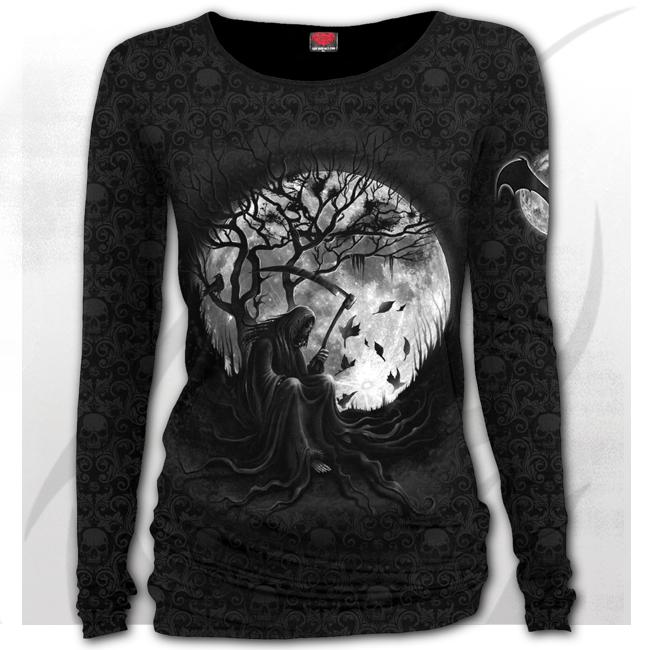 Longsleeve  dama D088F473  KILLING MOON - Scroll Impression Longsleeve Baggy Top