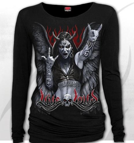 Longsleeve dama D117F440 ROCK LOUD - Baggy Top Black