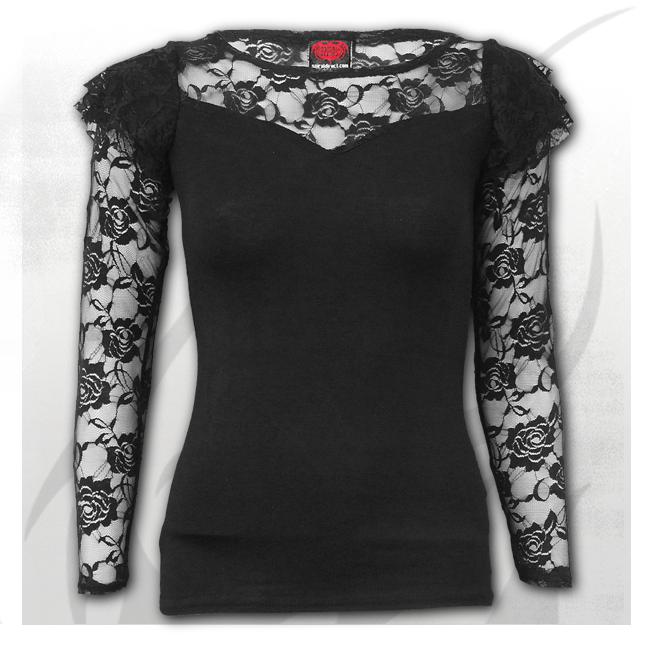 Longsleeve dama P001F471 - GOTHIC ELEGANCE Lace Layered
