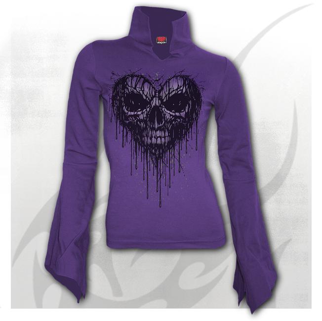 Longsleeve  dama E017F428  DRIPPING HEART - High Neck Goth Top Purple