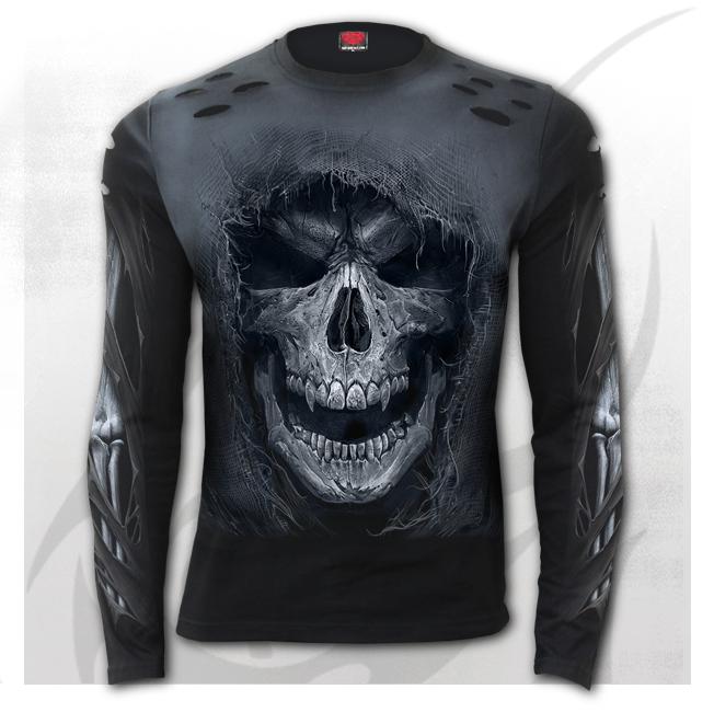 Longsleeve E029M324 TATTERED SKULL - Distressed Spray On Long Sleeve