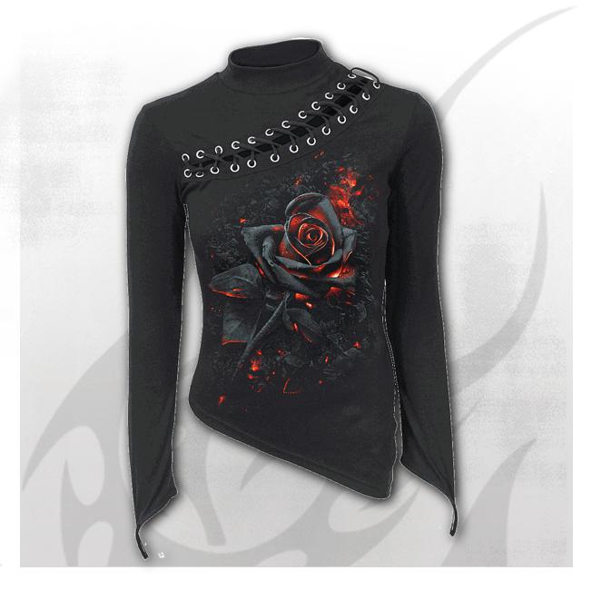 Longsleeve dama K048F475 - BURNT ROSE  Slant Lace Up