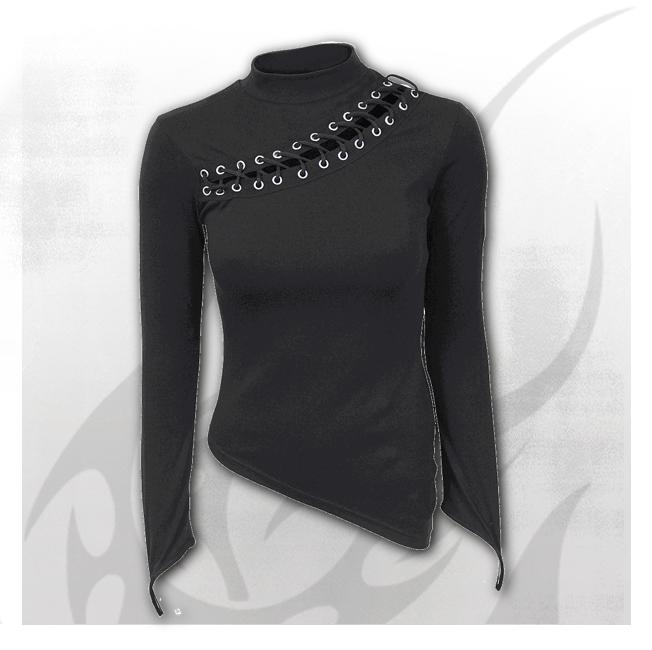 Longsleeve dama P002F475 - GOTHIC ROCK Slant Lace Up