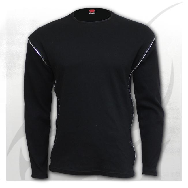 Longsleeve  P002M317  GOTHIC ROCK - Zip Side Ribbed Gothic Longsleeve