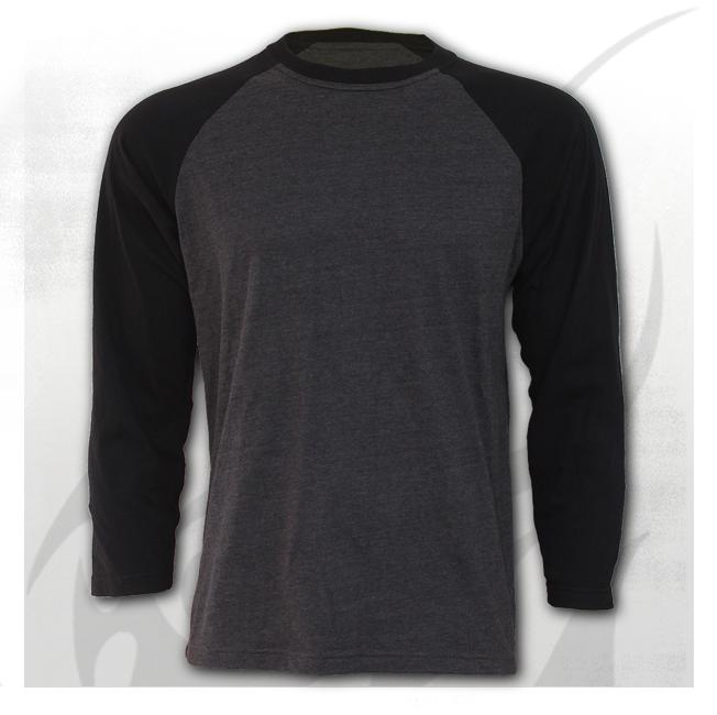 Longsleeve  P004M315  URBAN FASHION - Raglan Contrast Longsleeve Black Charcoal