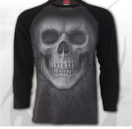 Longsleeve   S012M315  SOLEMN SKULL - Raglan Contrast Longsleeve Black Charcoal