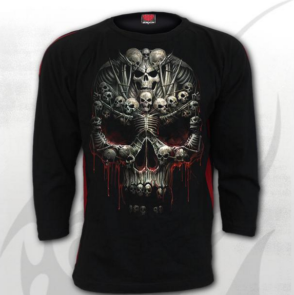 Longsleeve T126M310 Death Bones (cu insertii laterale rosii)