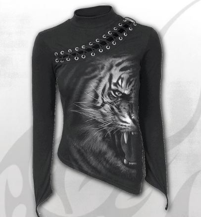 Longsleeve dama T179F475 - TIGER WRAP Slant Lace Up