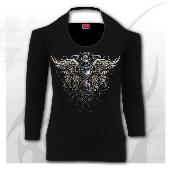 Longsleeve  top  M021F458   DARKNESS - Scoop Halter-Neck Long Sleeve Top