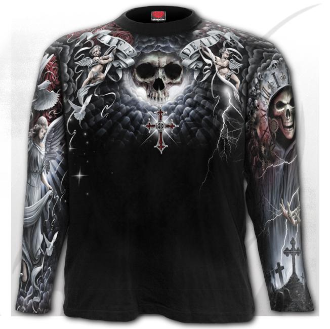 Longsleeve  W032M304  LIFE AND DEATH CROSS - Allover Longsleeve T-Shirt Black