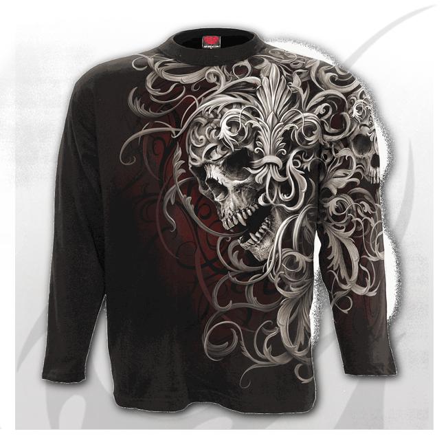 Longsleeve W033M304 SKULL SHOULDER WRAP - Allover Longsleeve T-Shirt Black
