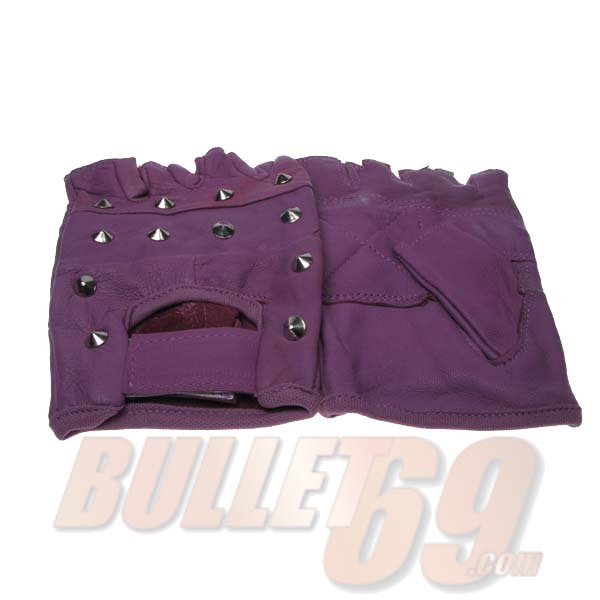 Manusi mov de piele Biker cu conuri  (LG004)