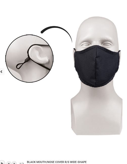 Masca refolosibila reglabila neagra ripstop forma lata Art. No.12670002
