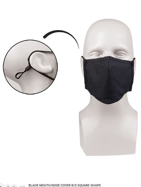 Masca refolosibila reglabila neagra ripstop dreptunghiulara Art. No.12670202