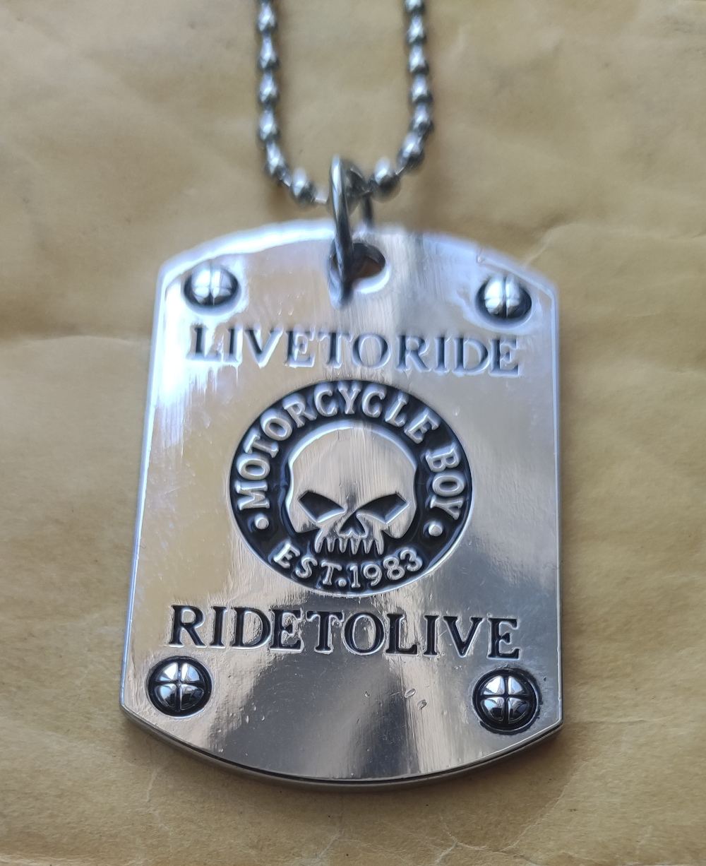 Medalion inox Live to Ride - Ride to Live (colectia Motorbike)