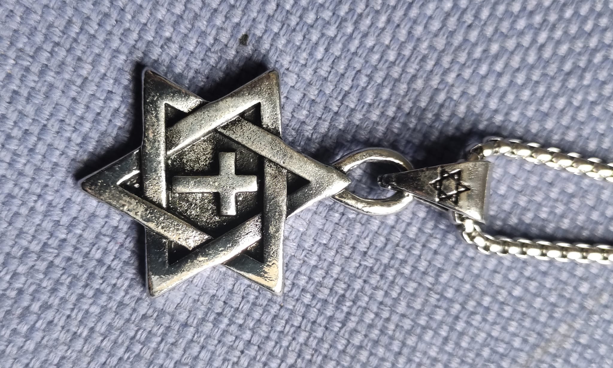 Medalion Solid Rock STAR OF DAVID/CROSS