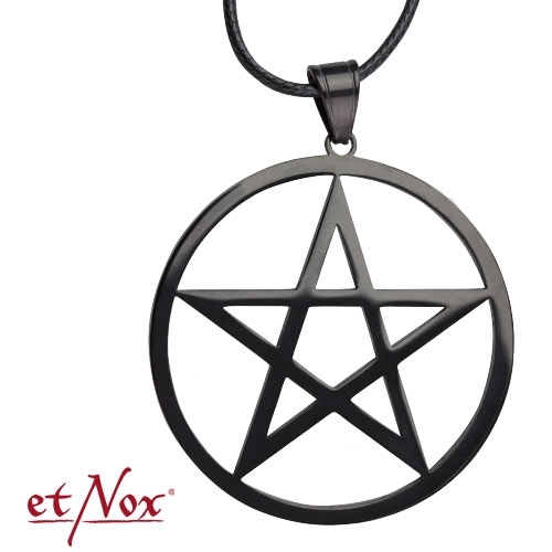 SK4105B Pandantiv negru de inox cu snur - Plain Pentagram