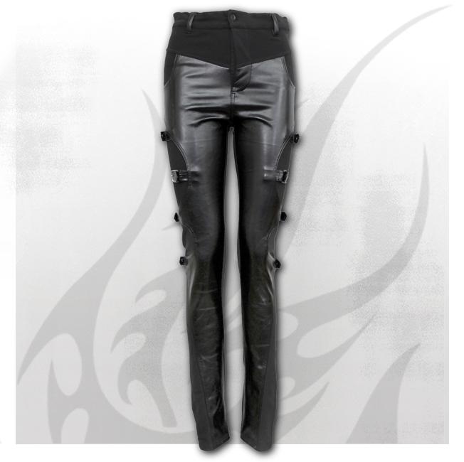 Pantaloni P002G461 GOTHIC ROCK - Biker PVC Panel Buckle Trousers