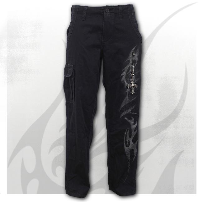 Pantaloni T135M771 TRIBAL CHAIN - Vintage Cargo Trousers Black