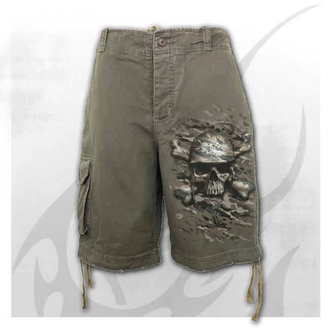 Pantaloni  tip bermude  T141M702  CAMO-SKULL - Vintage Cargo Shorts Olive (Lichidare Stoc!)