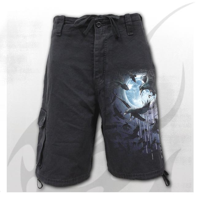 Pantaloni tip bermude  T175M701    CROW MOON - Vintage Cargo Shorts Black