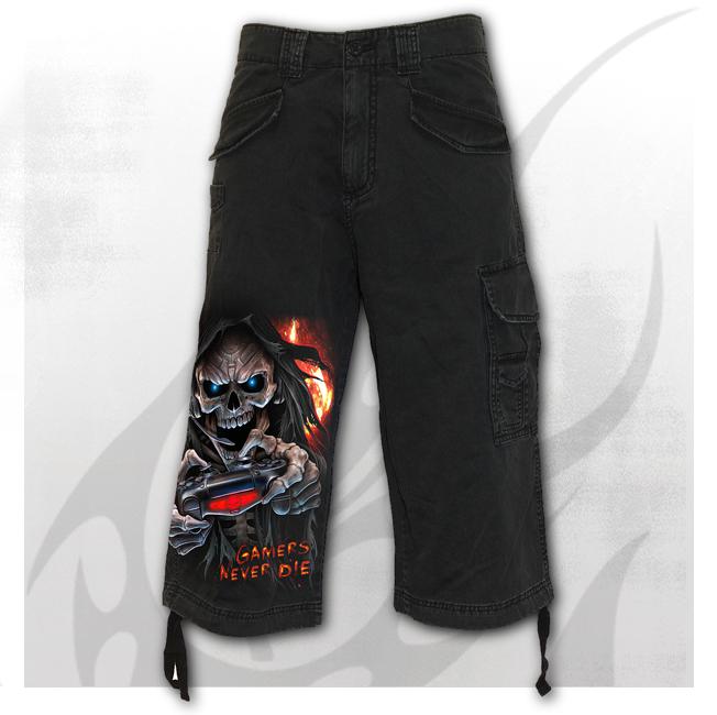 Pantaloni tip bermude T183M705 RESPAWN - Vintage Cargo Shorts 3/4 Long Black