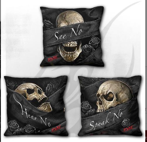 Pernute decorative (set  3 buc.) T180A514  SEE NO EVIL - Square Cushion (Set of 3)