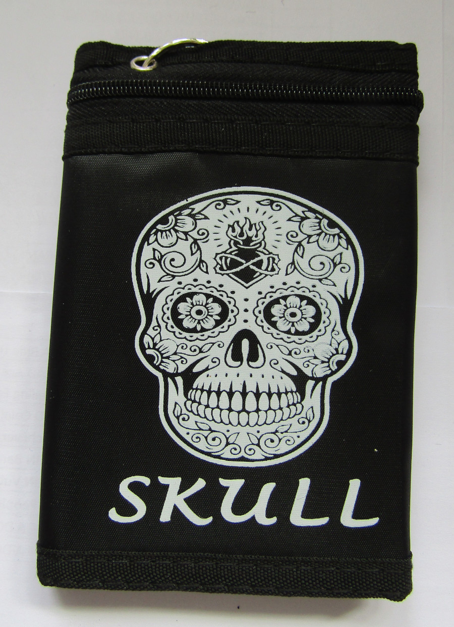 Portofel cu lant MEXICAN SKULL alb-negru (JHN)