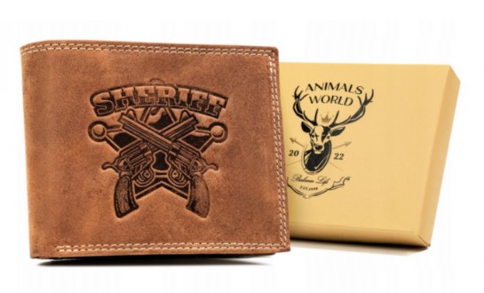 Portofel de piele maro Sheriff (ALWAYS WILD)