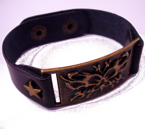Bratara imitatie piele maro Kways Fluture (JHN)