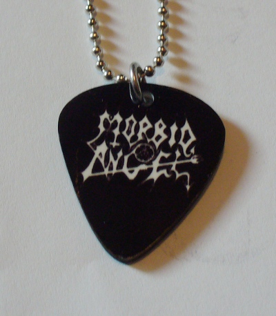 Medalion cu lant de bilute pana de chitara MORBID ANGEL (PLE72)