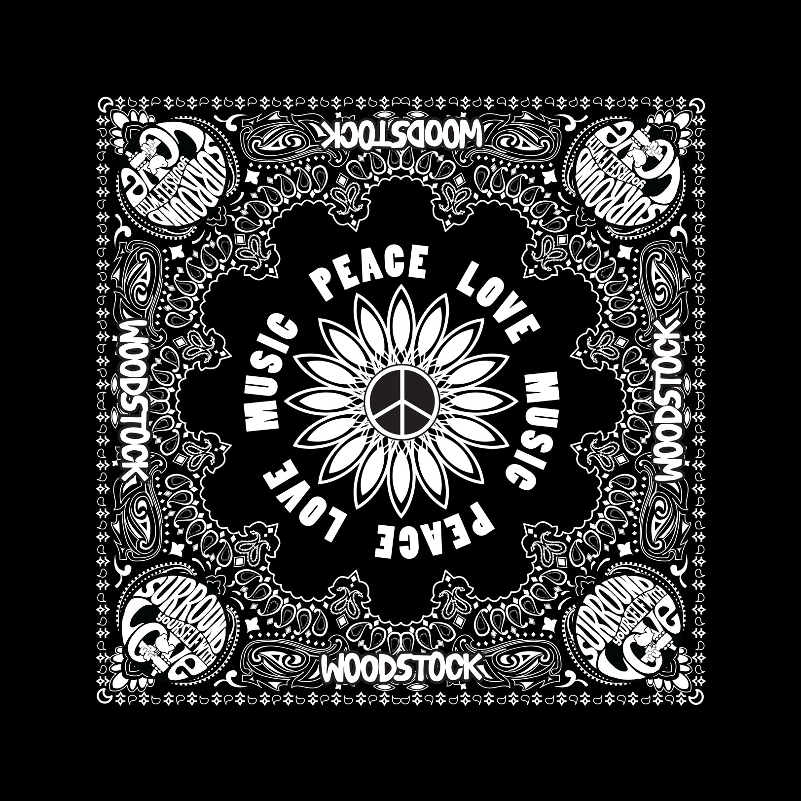 Bandana Woodstock Peace Love Music