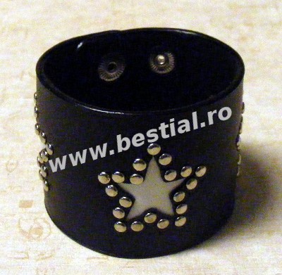 Bratara imitatie piele stea alba si buline imprejur
