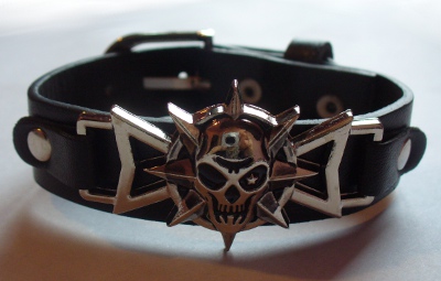 Bratara imitatie piele Skulls Factory Skulls and Spikes